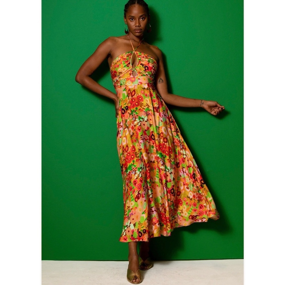 Carolina K Carmen midi Dress-Wildflowers NWT